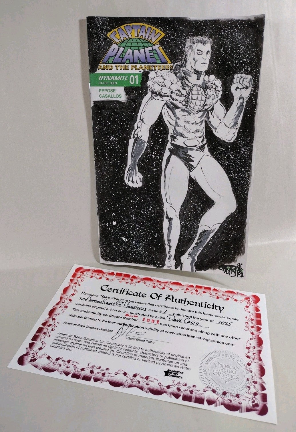 Captain Planet #1 (2025) Dynamite Comic Sketch Cover W Original Dave Castr Art