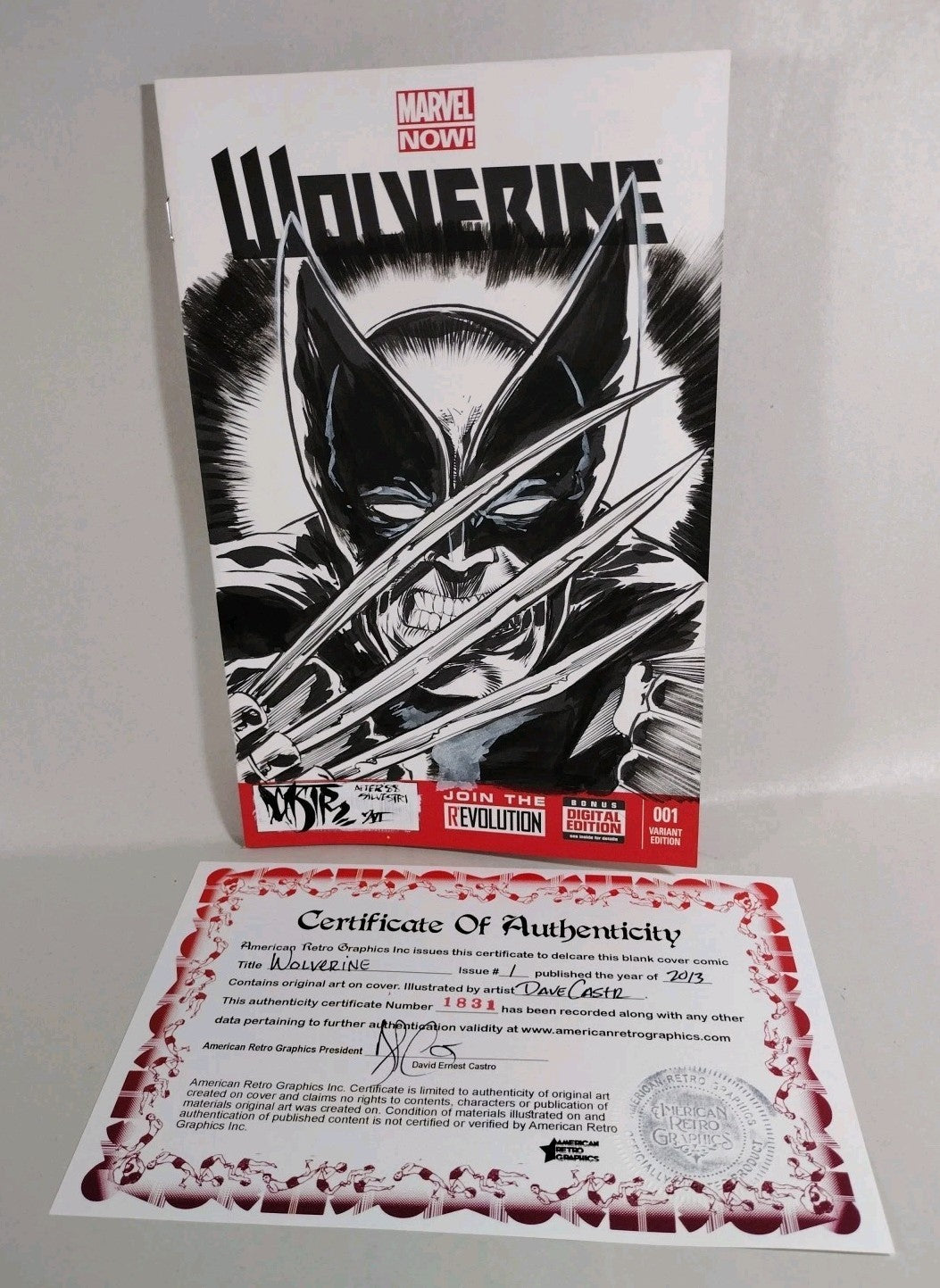 WOLVERINE #1 (2013) Marvel Sketch Cover Variant Comic w Original Dave Castr Art