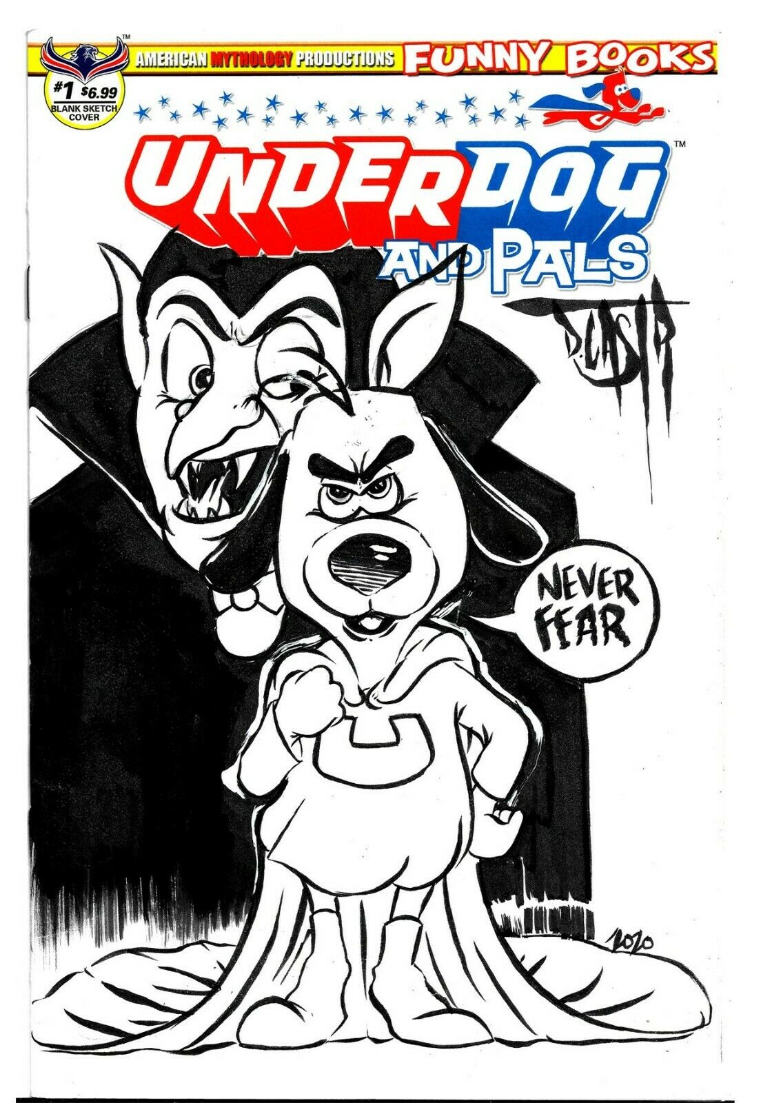 Under Dog and Pals  #1 (2019) Blank Cover Variant Comic Original Art ARG W/ COA#