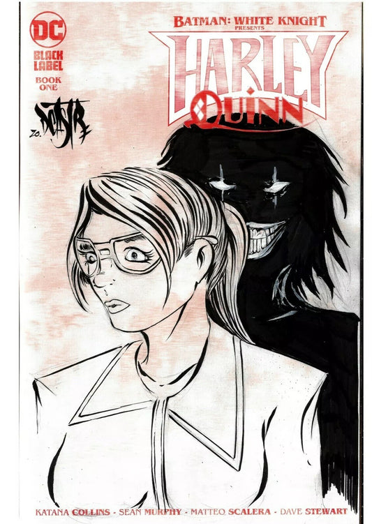 Batman White Knight Harley Quinn # 1 Sketch Cvr Var Comic W Original DCastr Art 
