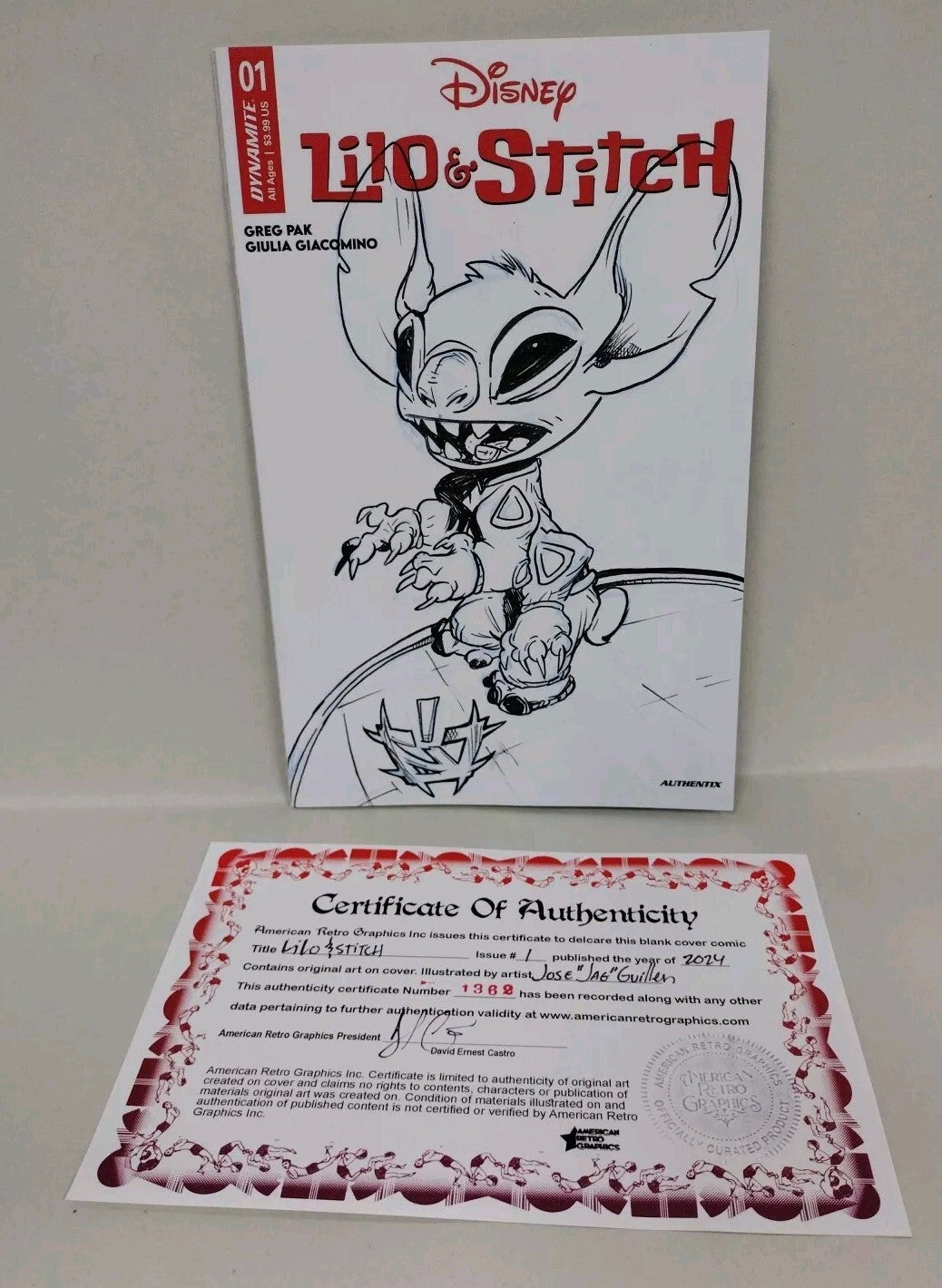 Lilo & Stitch #1 (2024) Disney Dynamite Sketch Variant Cover W Original Art 