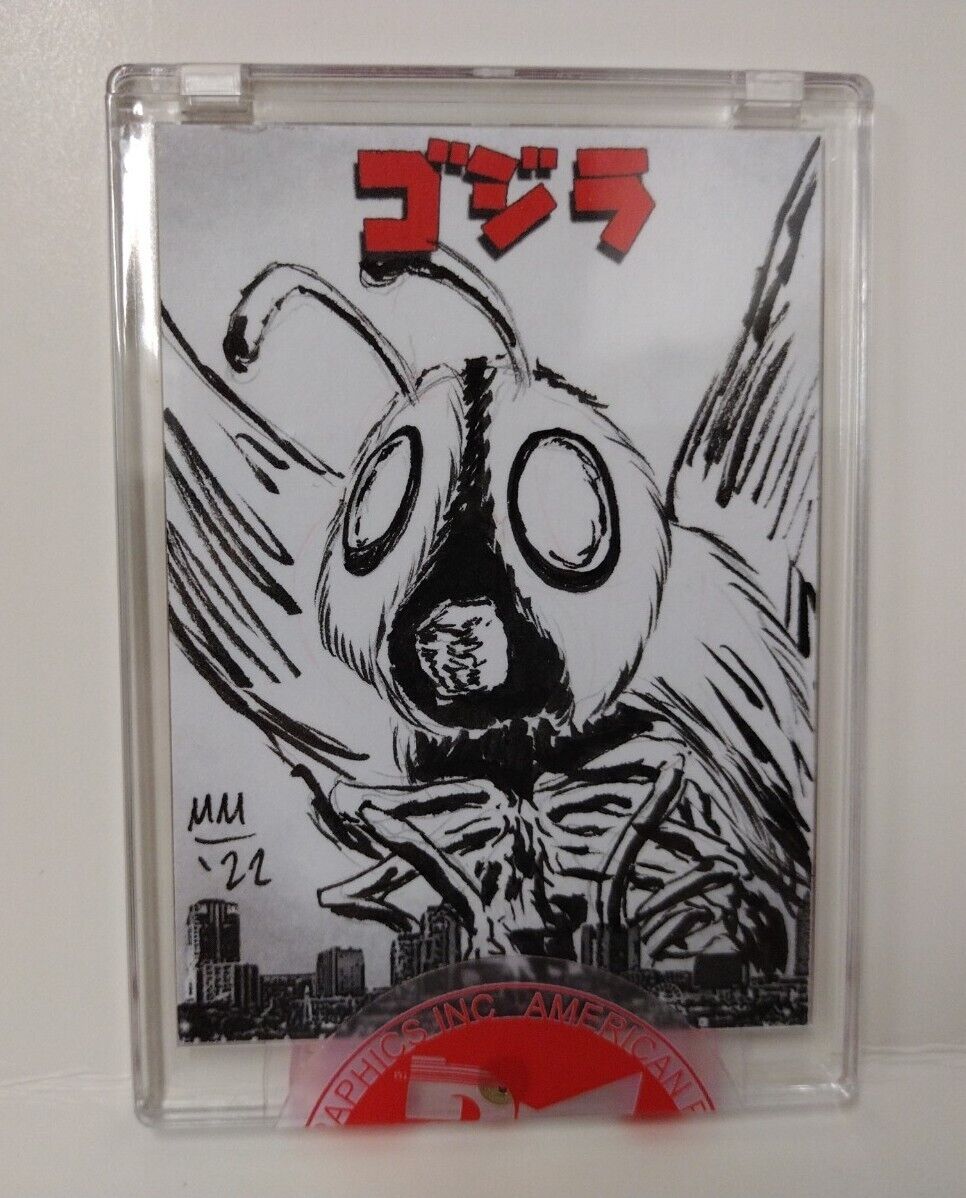 PFLB Godzilla Day (2022) ARG Original Sketch Card w Mark Martinez Mothra Art