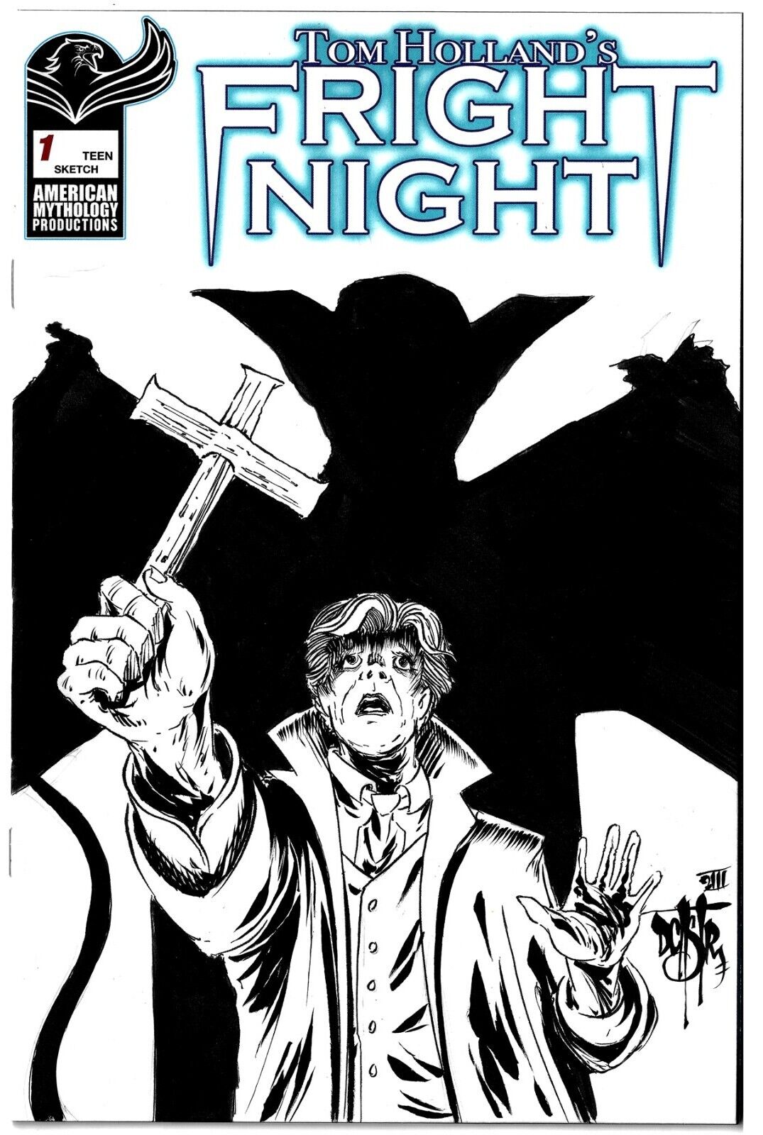 Tom Holland's Fright Night #1 Blank Cover Variant W Original Dave Castr Art COA