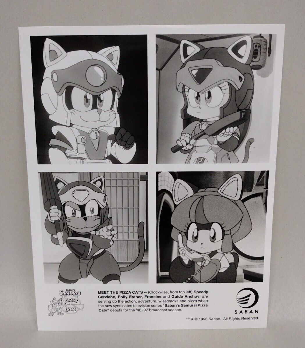 Saban's Samurai Pizza Cats (1996) 8 X 10 BW Glossy Photo Print Set Lot Of 4