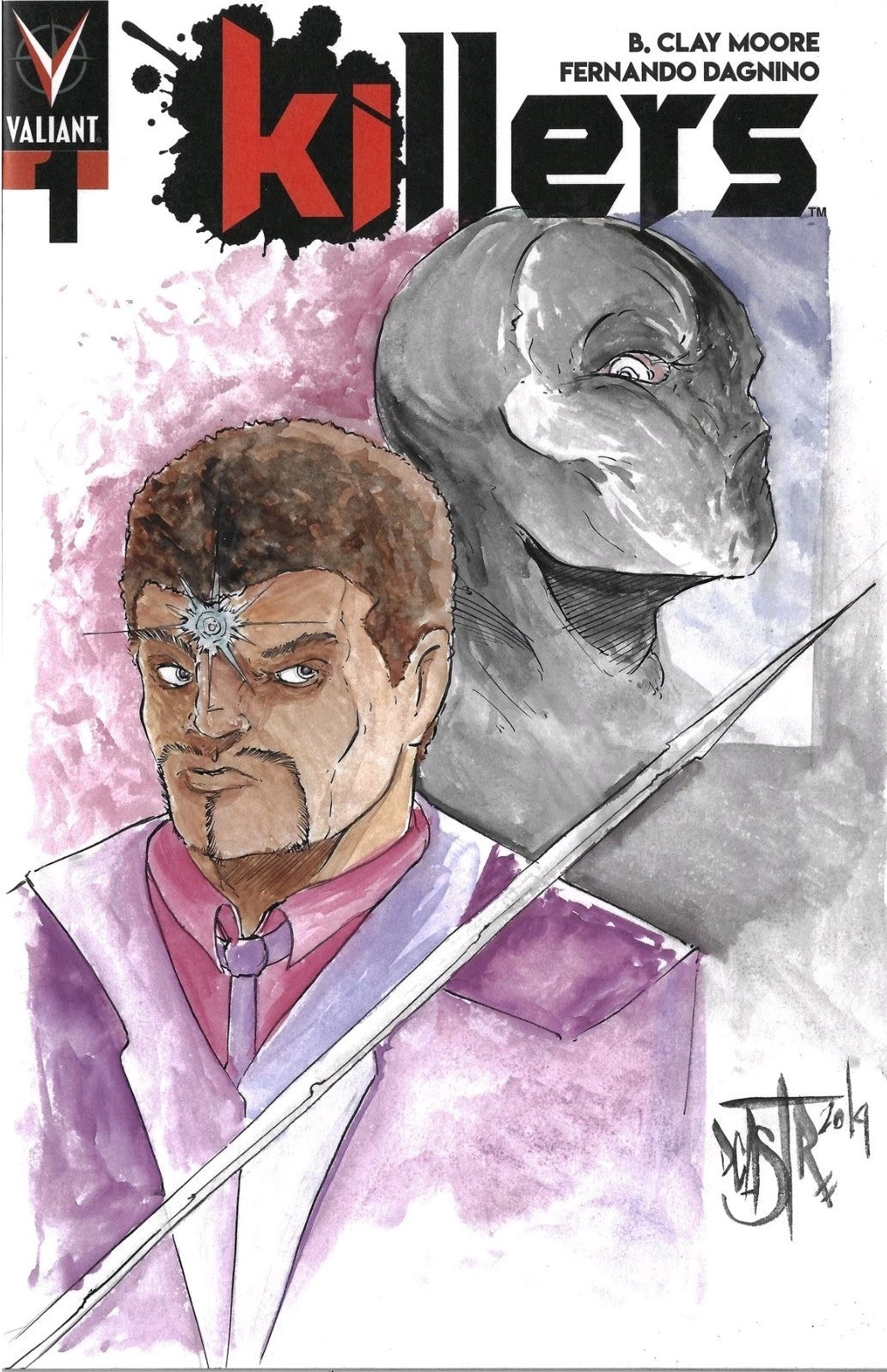 Killers #1 (2019) Valiant Comic Sketch Variant W Original Dave Castr Art Ninja-J