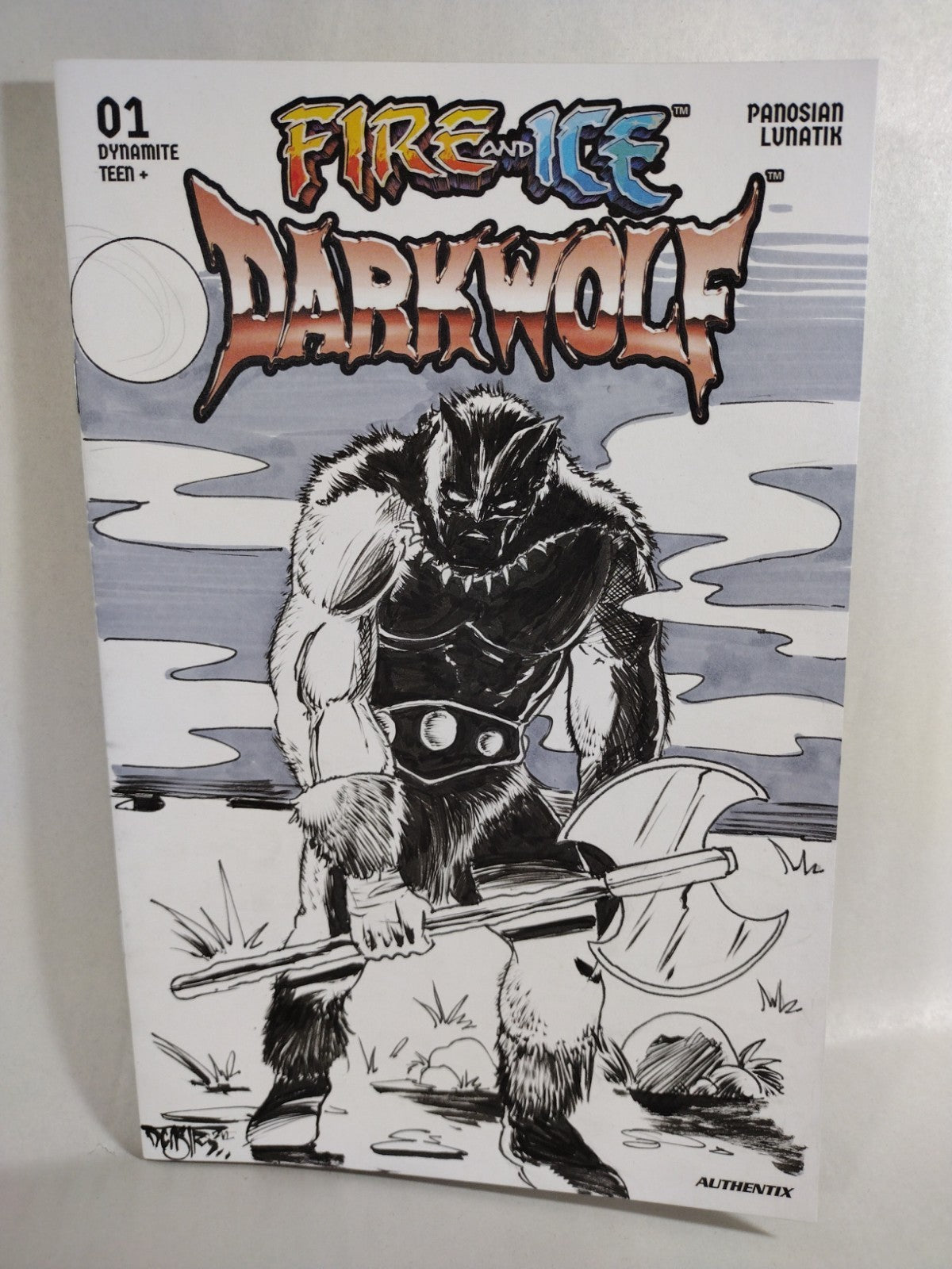 FIRE & ICE Darkwolf #1 Dynamite Sketch Variant Cover Comic W Original Art DCastr