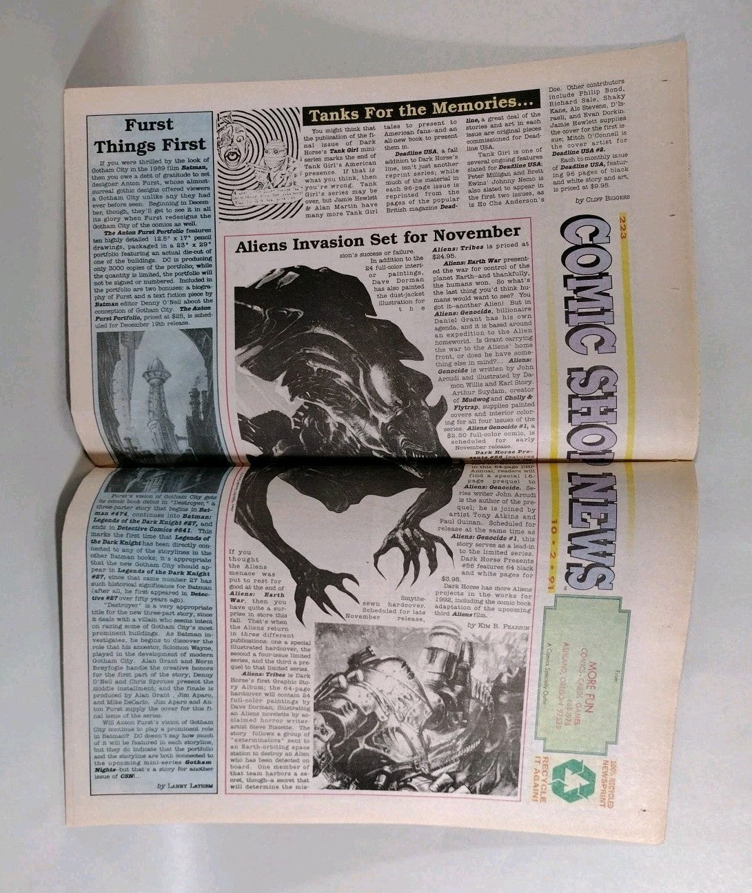 Comic Shop News #224 (1991) Oct 2nd Tank Girl Cover Rat Fink TMNT Comic Strip
