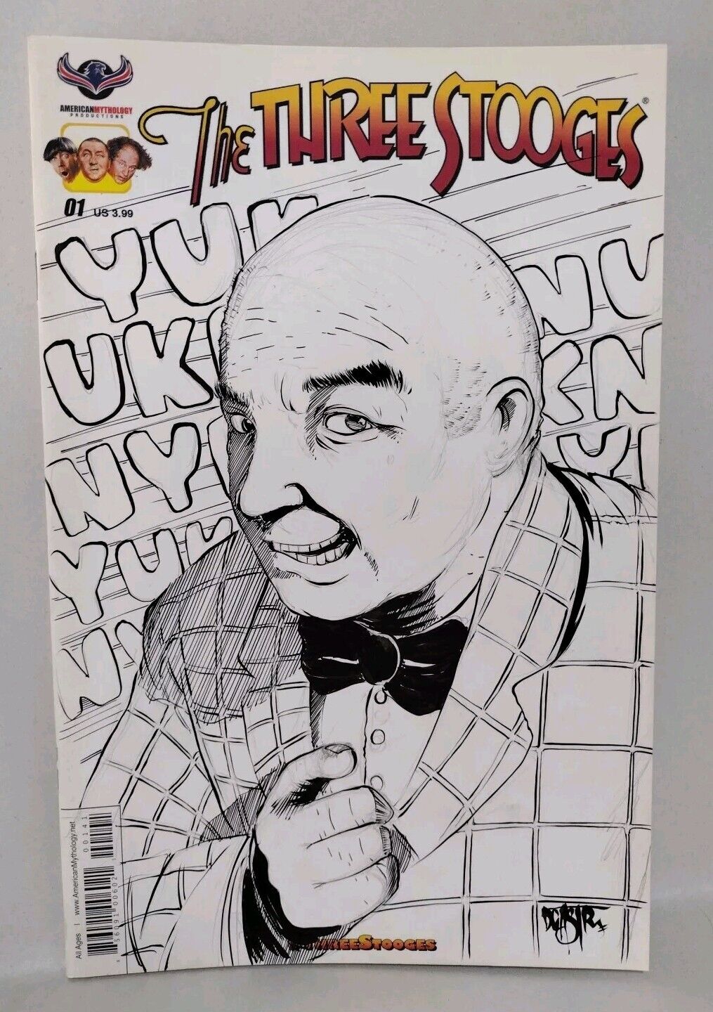 The Three Stooges #1 (2016) Sketch Cover Variant W Original Dave Castr Curly Art