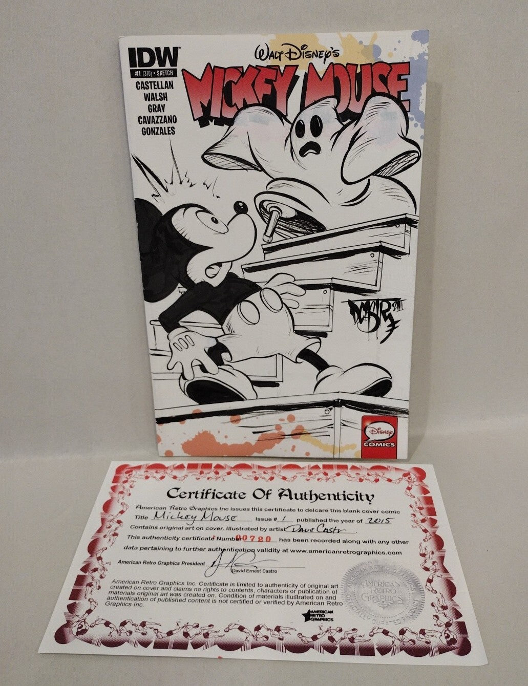 Walt Disney's Mickey Mouse #1 (2015) IDW Blank Sketch Comic Cover w Original Art