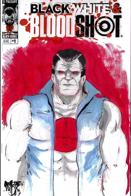 Black White & Bloodshot #1 Valiant Alien Comic Sketch Var W Original DCastr Art