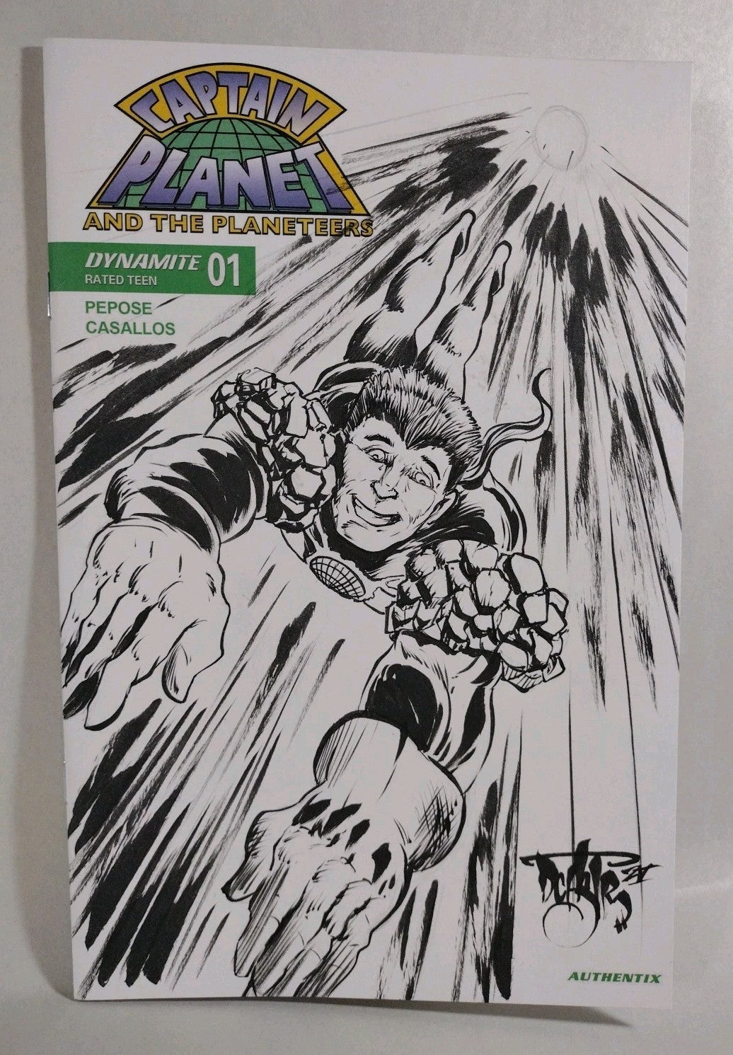 Captain Planet #1 (2025) Dynamite Comic Sketch Cover W Original Dave Castr Art