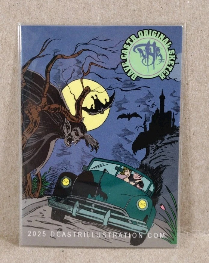 Dave Castr Crusin (2025) OAC Sketch Card W Original Big Eye Zombie Horror Art