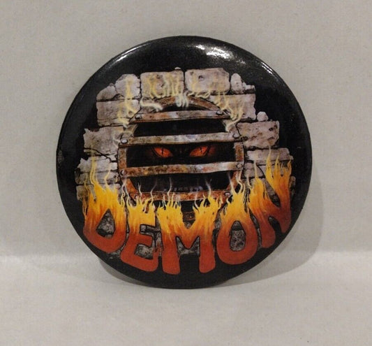 Vintage 3"  Demon Horror Graphic 1980's Button