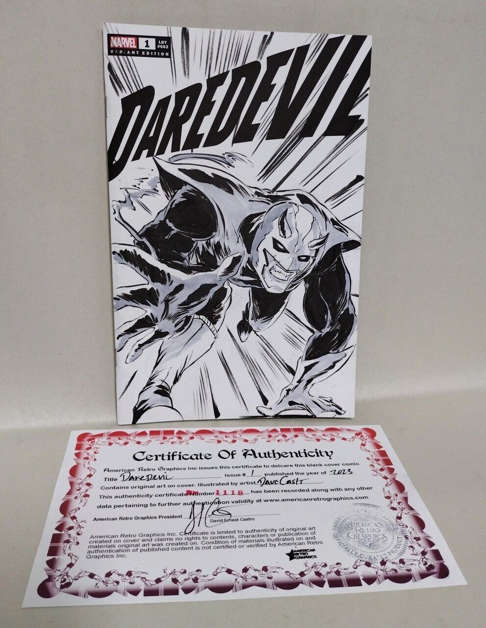 Daredevil #1 (2023) Marvel Sketch Variant Cover Comic W Original Art Dave Castr