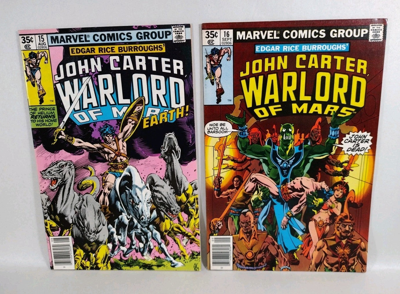 John Carter Warlord Of Mars (1977) Marvel Comic Lot #1 2 3 4 5 6 8 15 16 