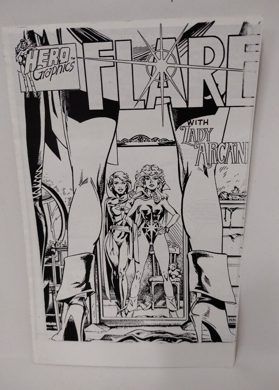 Flare with Lady Arcane 3 Page Rare Production Ashcan Back Up Love Story