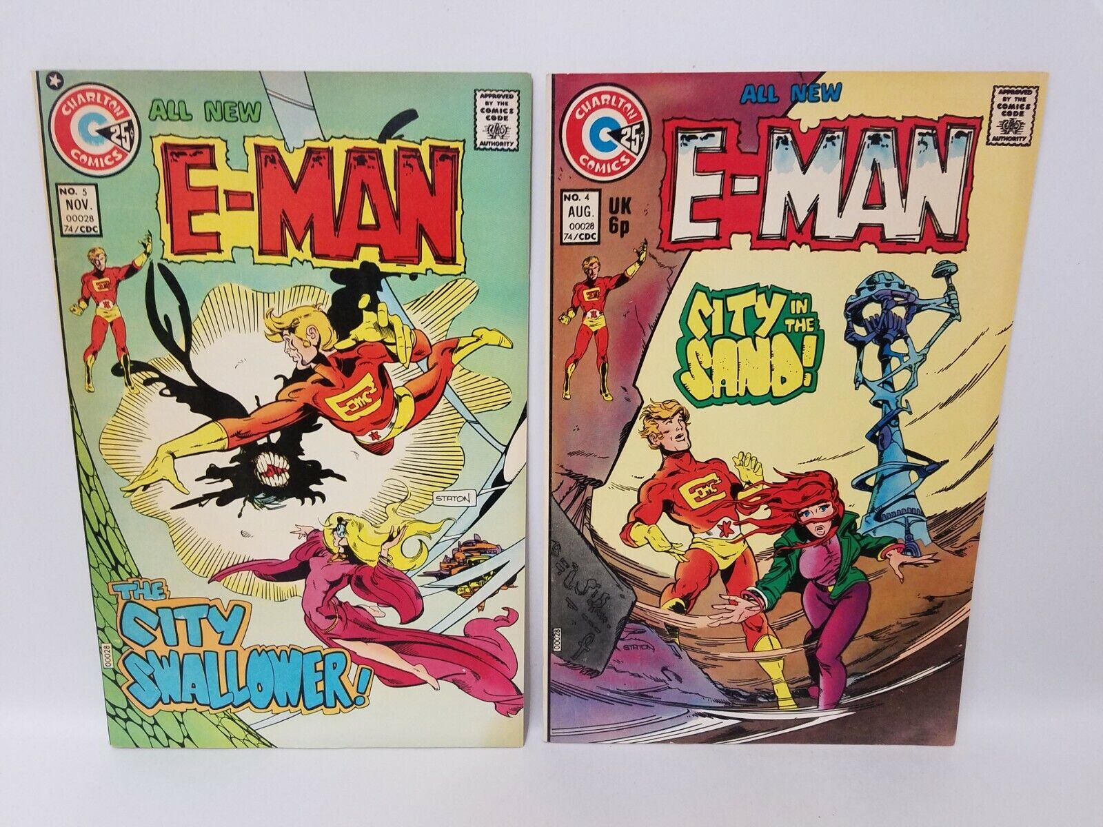 E-Man (1974) Charlton Comic Lot #4 & 5 Joe Staton Steve Diko 1st Print