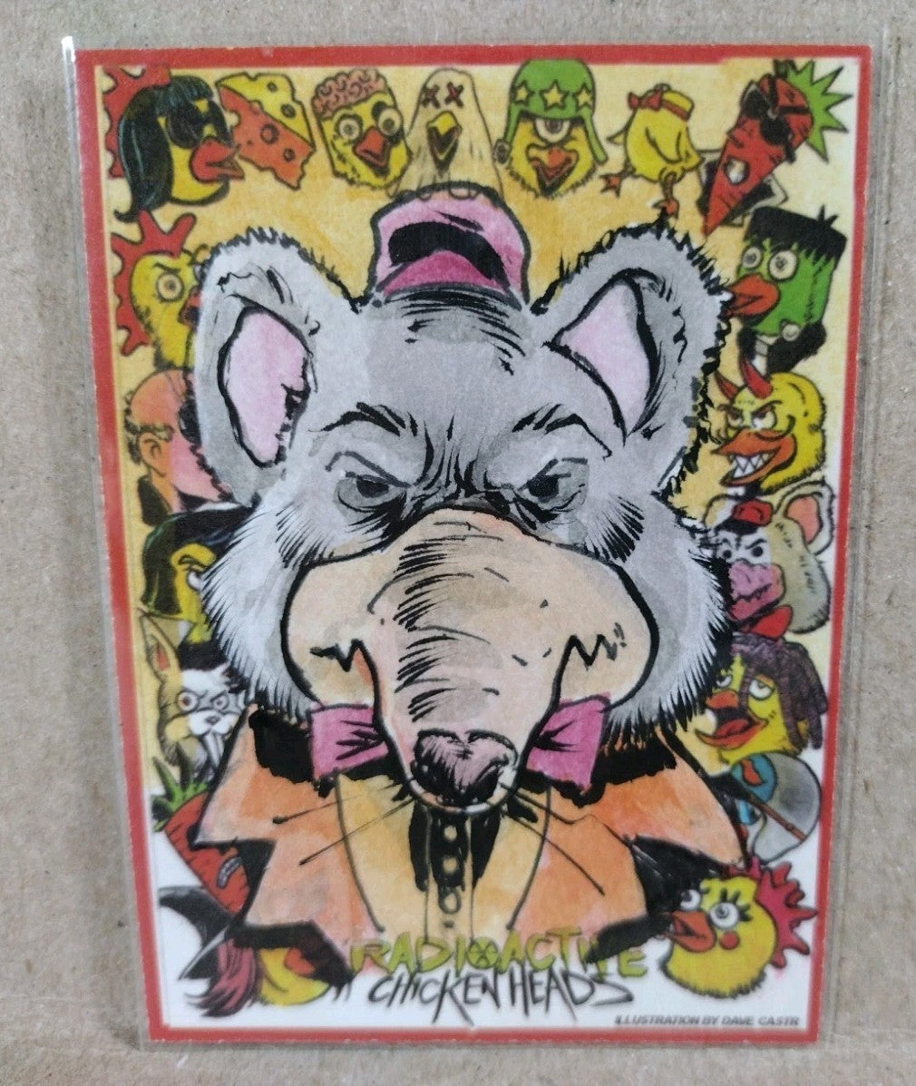 Radioactive Chicken Heads Exclusive Sketch Card W Original Charles Cheese Art