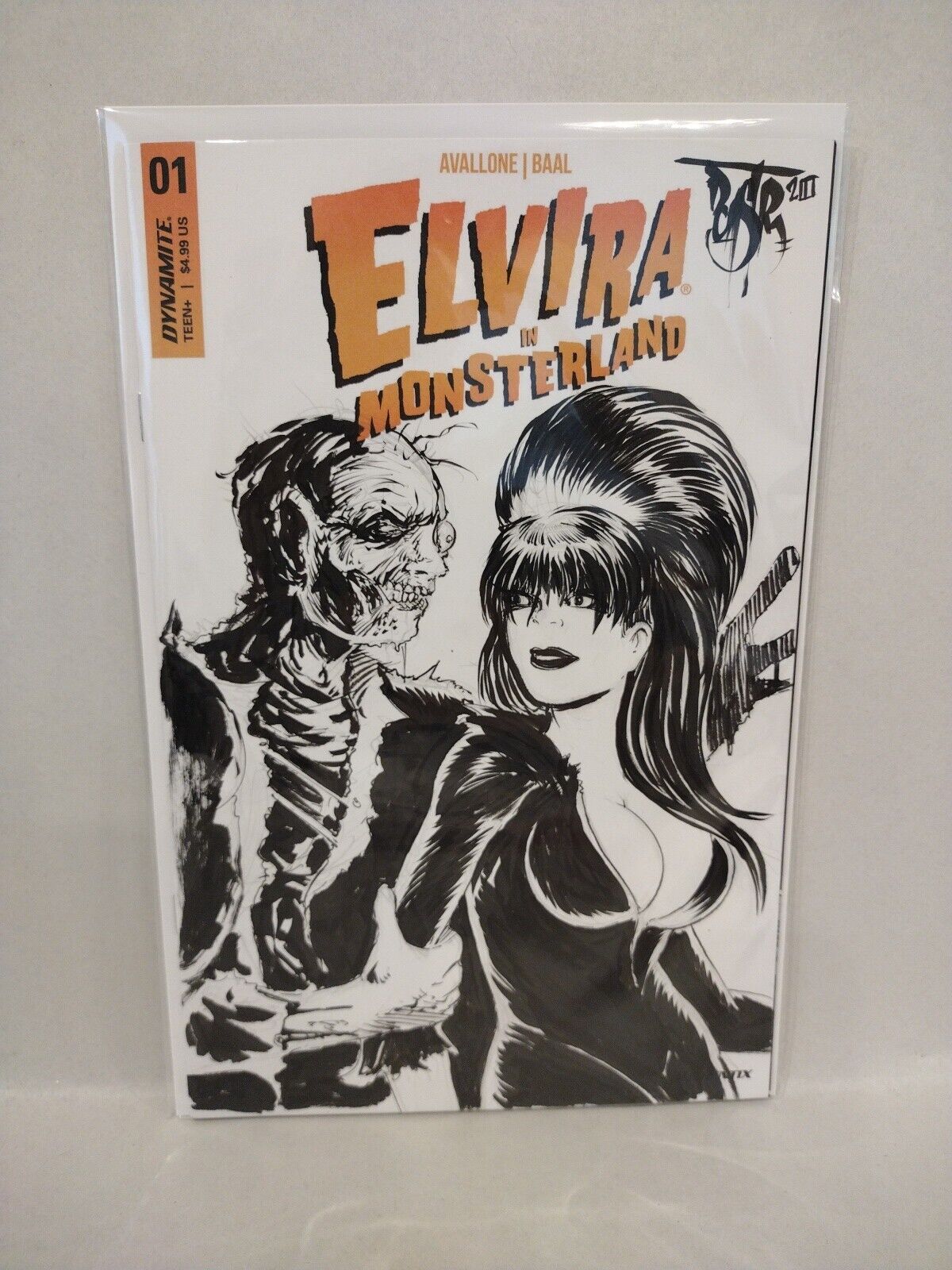 Elvira In Monsterland #1 (2023) Dynamite Comic Blank Sketch Cover w Original Art