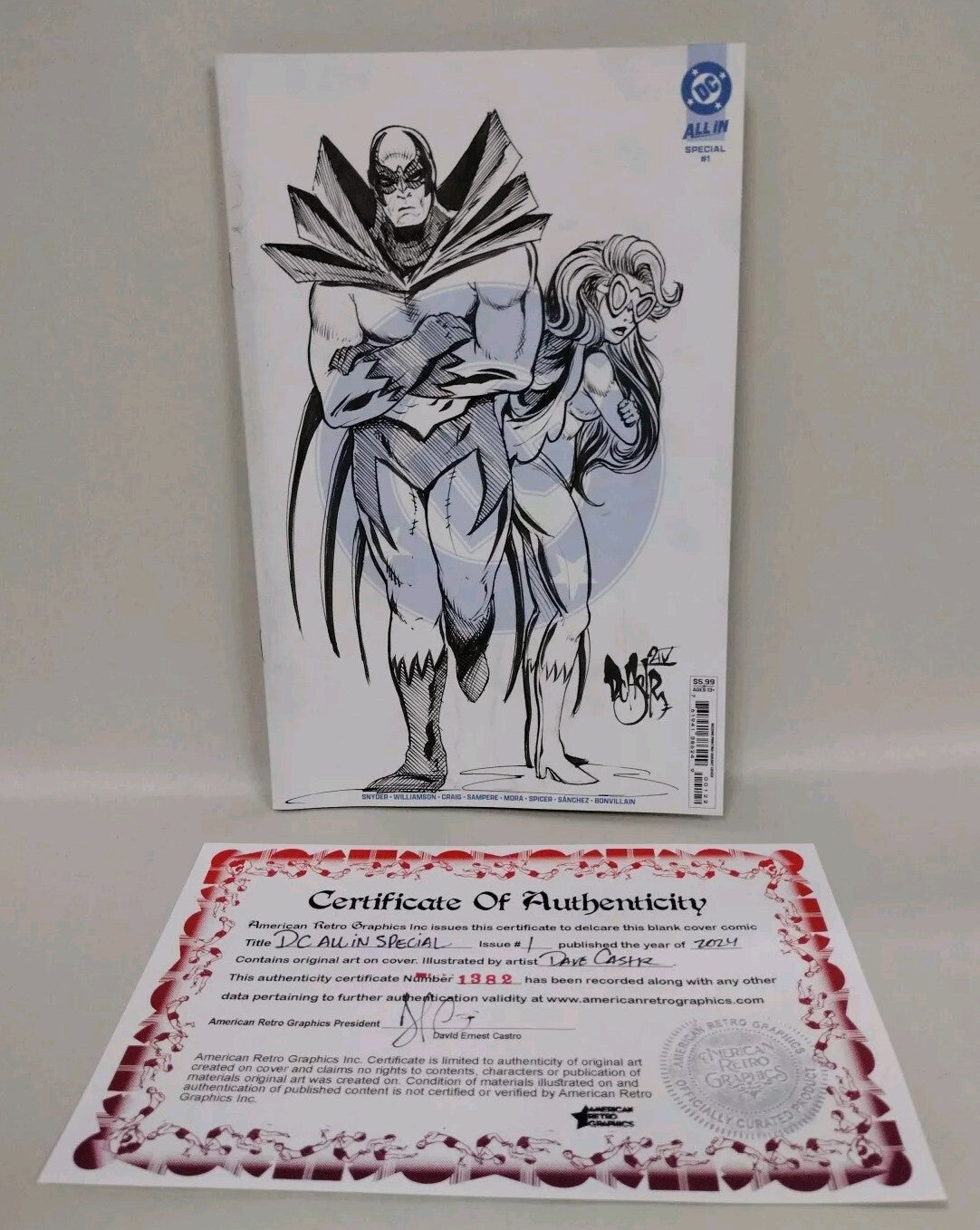 DC All In Special 1 2024 Sketch Cover Comic W Original DCastr Hawk And Dove Art