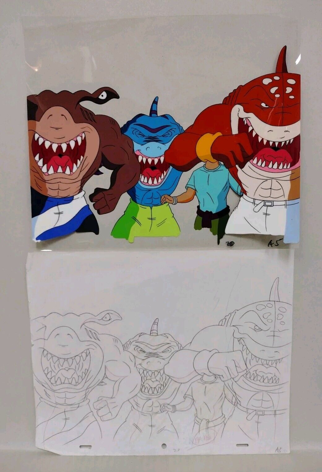 Street Sharks 1996 Original Animation Production Cel Slammu Streex Jab W Drawing