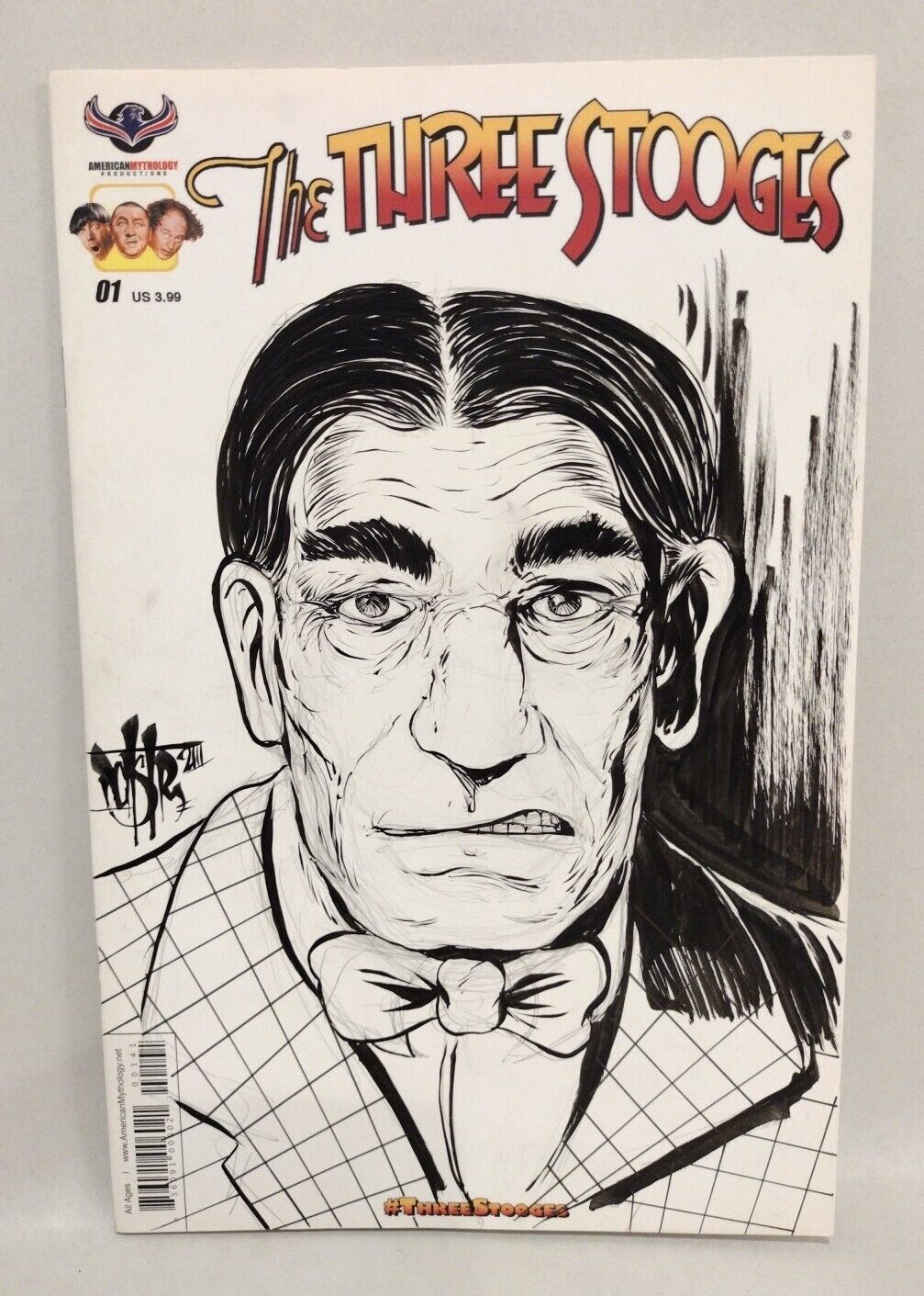 The Three Stooges #1 (2016) Sketch Cover Variant W Original Dave Castr Shemp Art