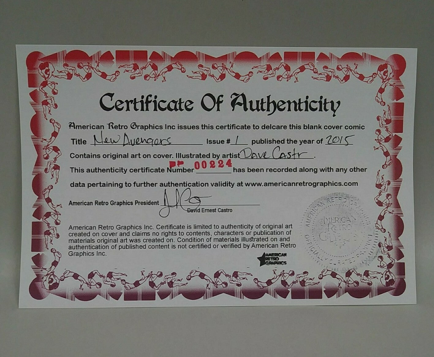 New Avengers #1 Marvel 2015 Sketch Cvr Comic W Original DCastr Black Knight Art