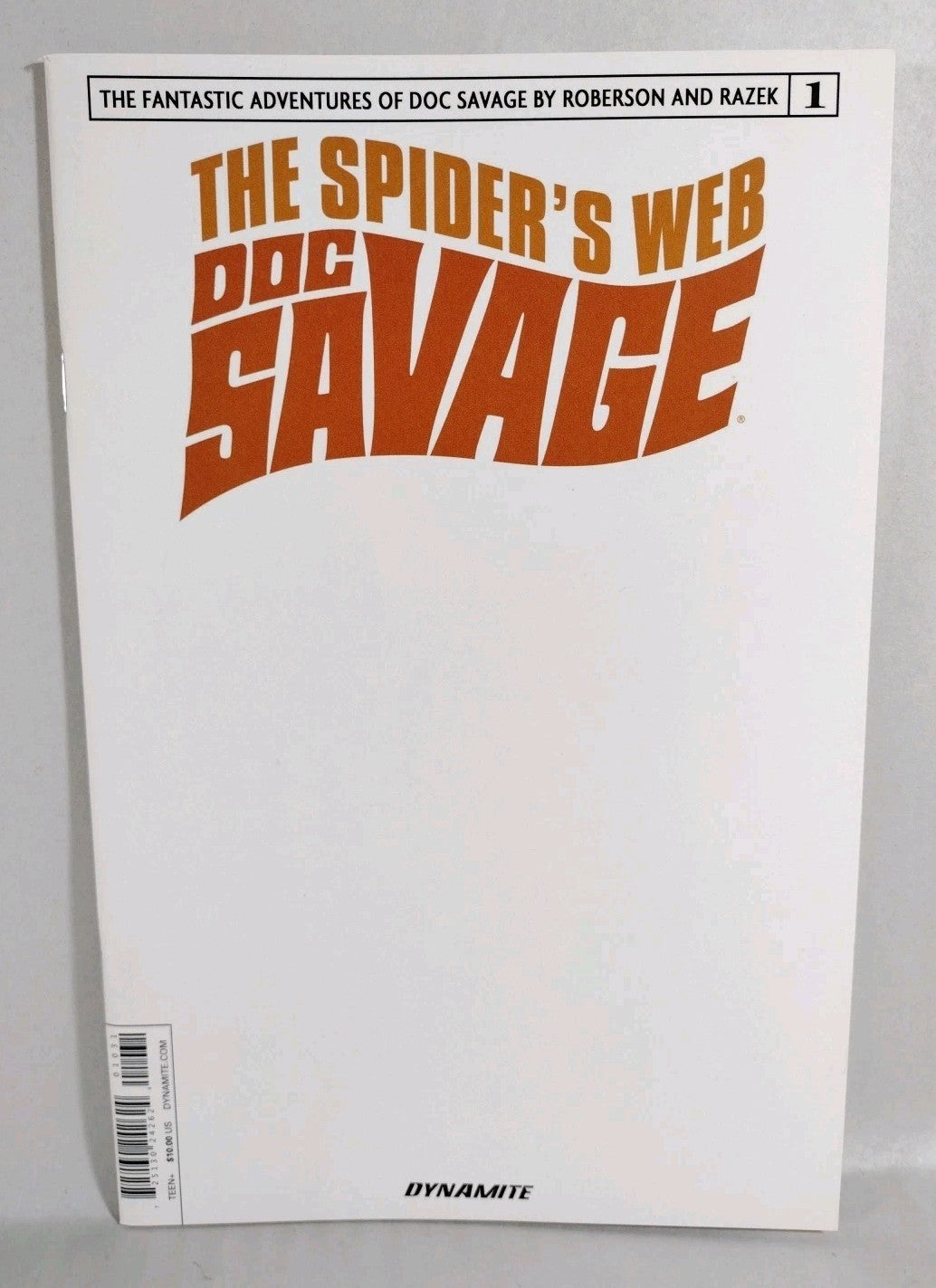 Doc Savage Spider's Web #1 (2015) Dynamite Blank Sketch Cover Variant Comic NM
