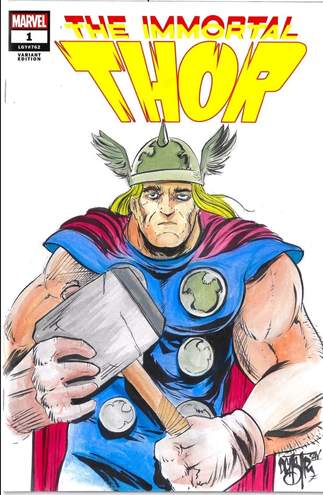 Immortal Thor 1 (2023) Marvel Sketch Cover Comic W Original Dave Castr Art