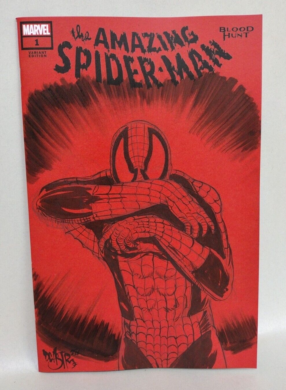 Amazing Spider-Man Blood Hunt #1 Marvel Red Sketch Var W Original DCastr Art