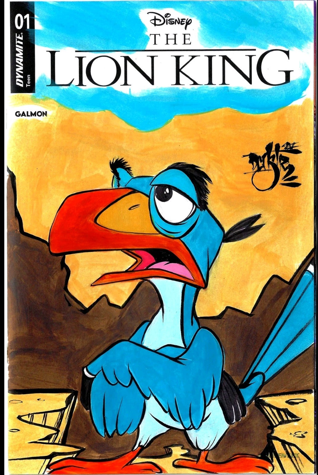 Lion King #1 Dynamite 2025 Sketch Variant Cover Comic W Original Zazu Art DCastr