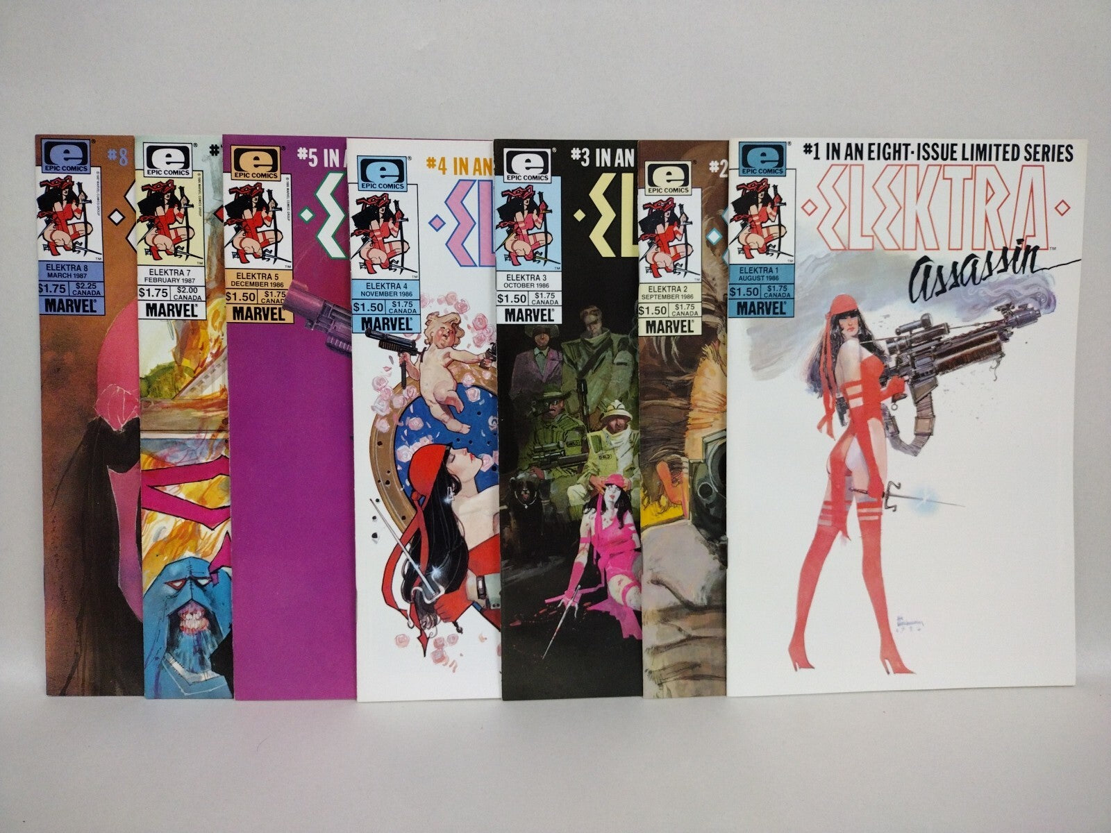 Elektra Assassin (1986) Marvel Comic Lot Set #1 2 3 4 5 7 8 Bill Sienkiewicz