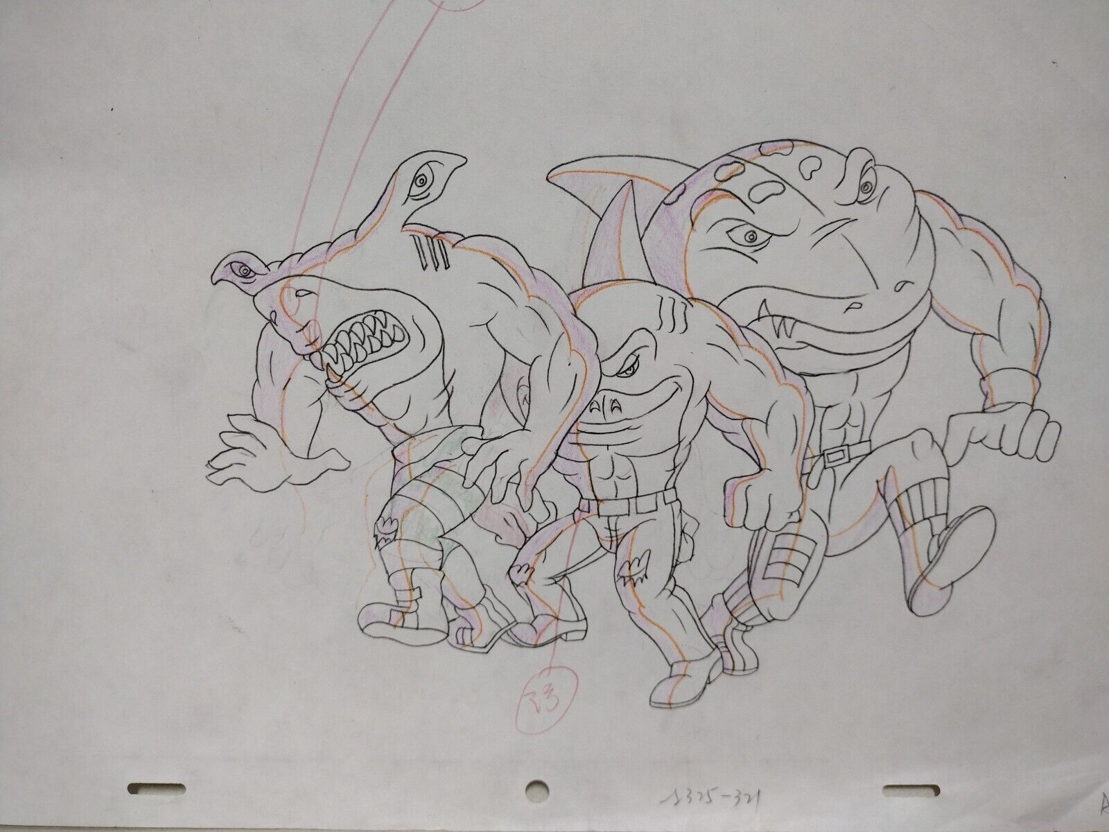 Street Sharks 1996 Original Animation Production Cel Slammu Streex Jab W Drawing