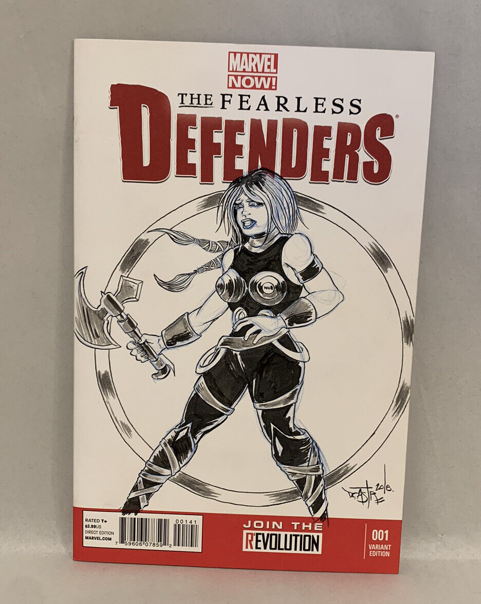 FEARLESS DEFENDERS #1 Blank Sketch Variant Cover Comic W Original Art Dave Castr