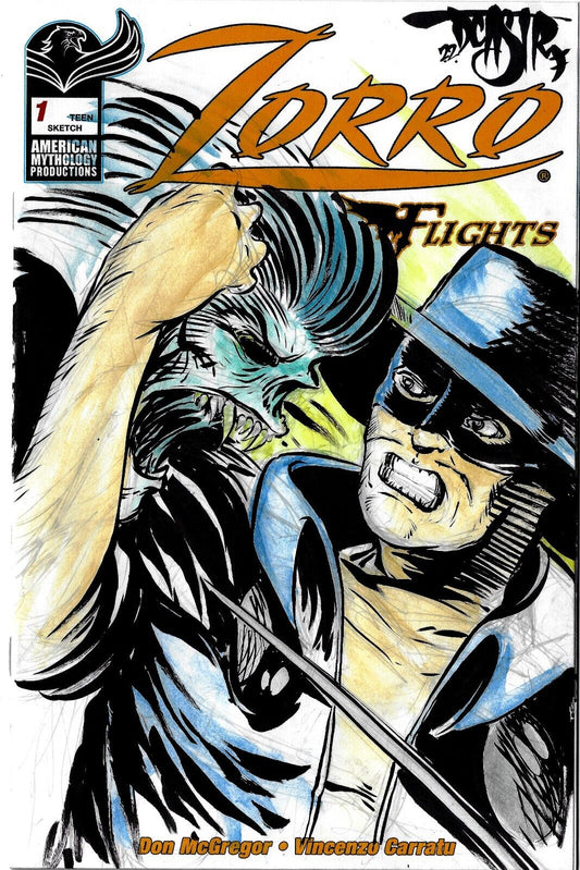 ZORRO FLIGHTS #1 Blank Sketch Variant Cover Comic 2021 W Original Art Dave Castr