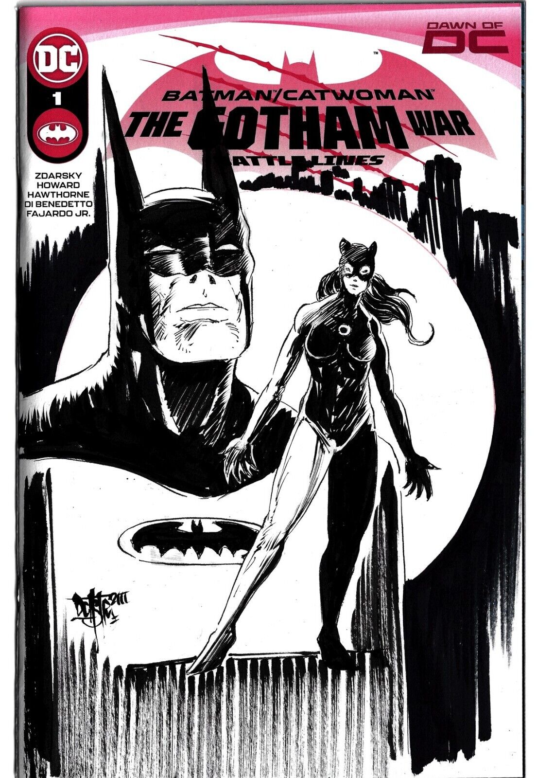 Batman Catwoman Gotham War 1 (2023) Sketch Variant Comic W Original Dcastr Art