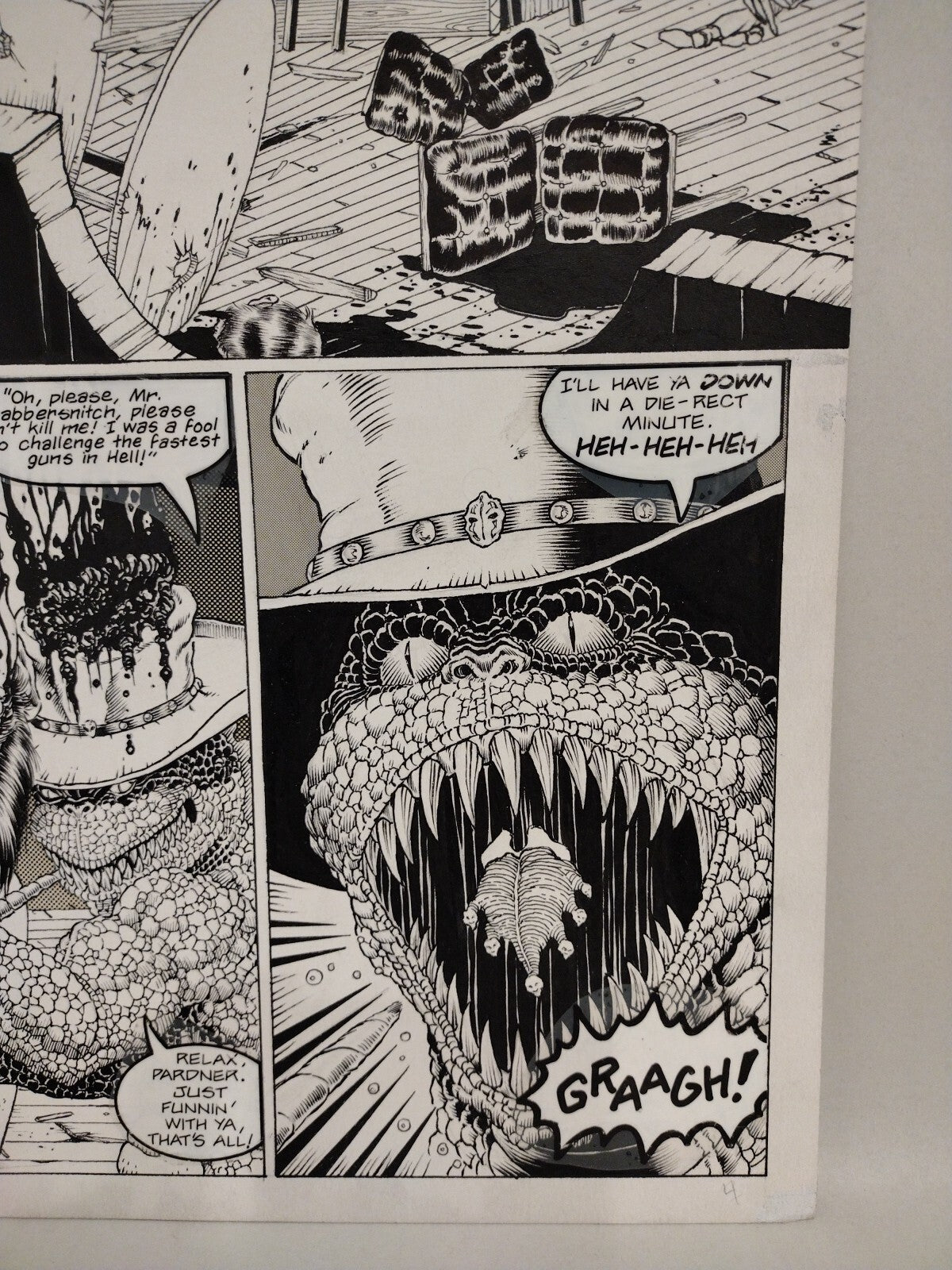 Original Joe Vigil Gunfighters In Hell Comic Art Pg 4 Issue 2 Pasted Letters