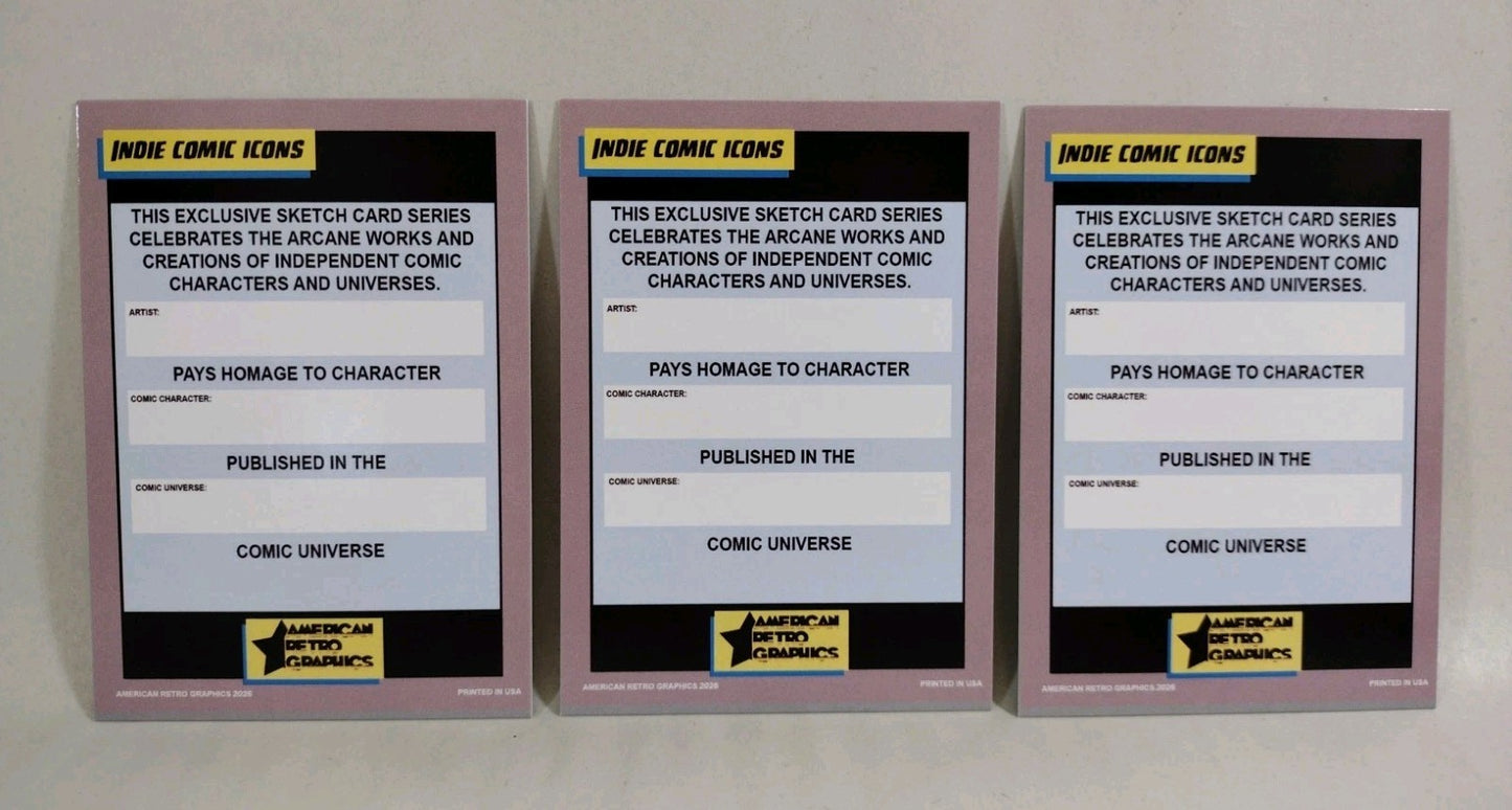 Indie Comic Icons (2026) American Retro Graphics Blank Sketch Card Lot Of 3