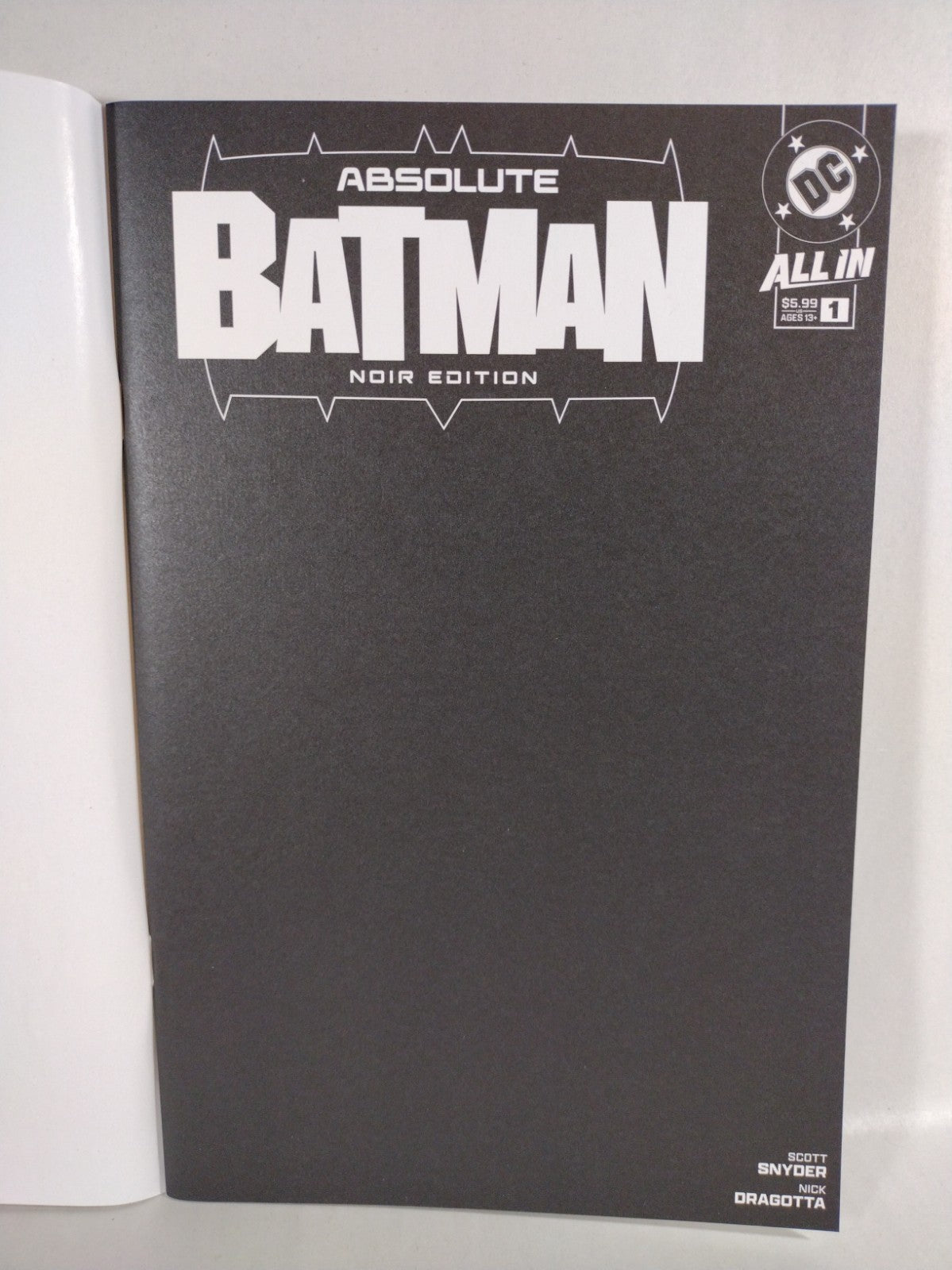 ABSOLUTE BATMAN Noir Edition #1 (2025) DC Comic Black Blank Sketch Cover NM