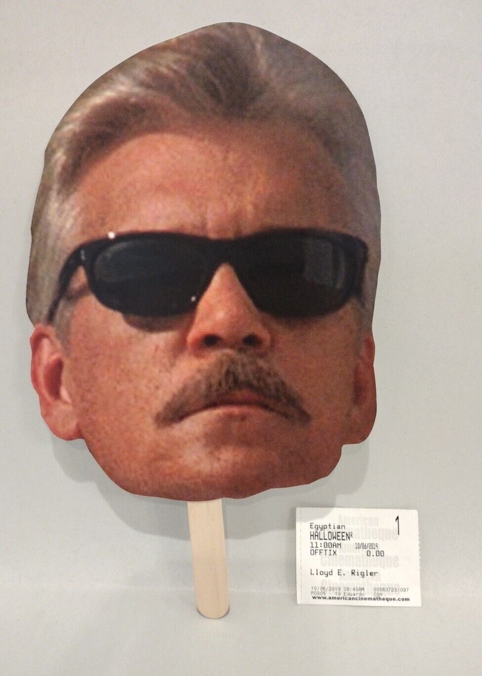 Tom Atkins Face Cutout With 2019 Halloween III Egyptian Theater L.A. Ticket Stub