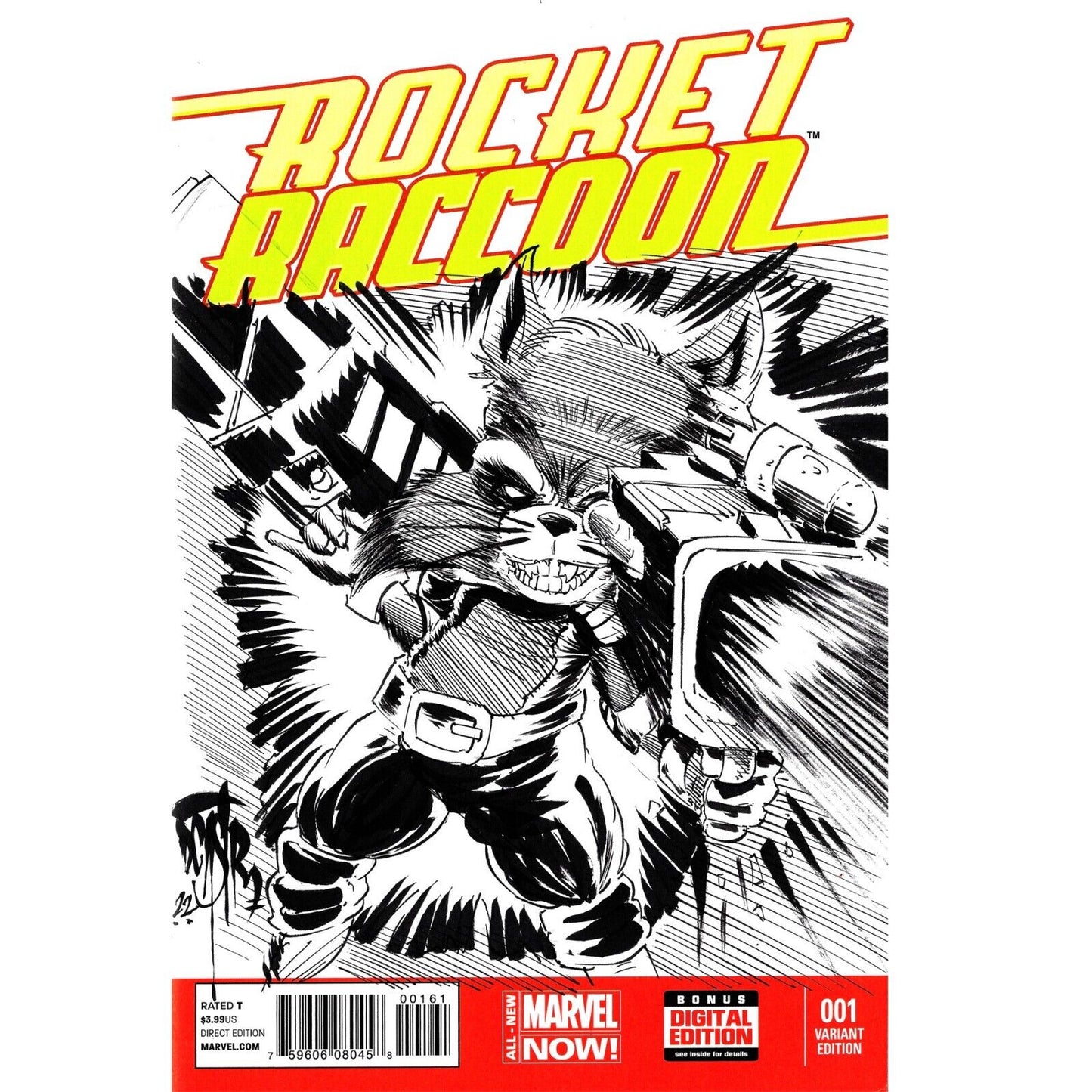 ROCKET RACCOON#1 Blank Cover Variant Original DCastr Art COA