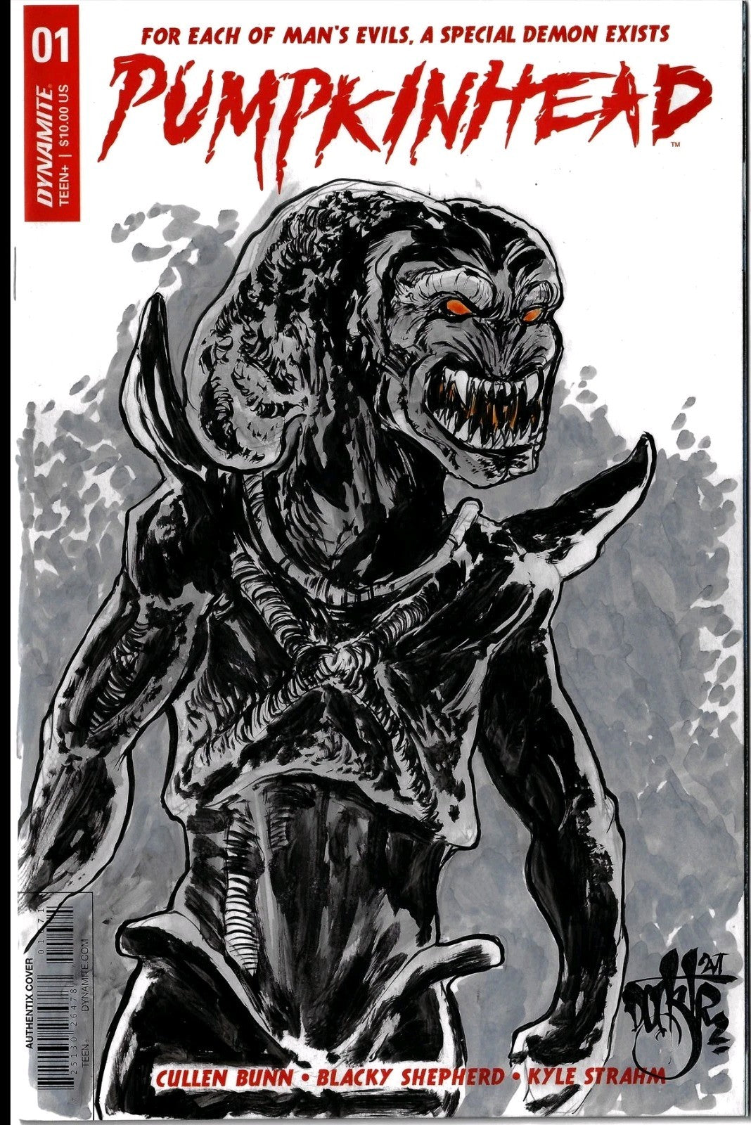 Pumpkinhead #1 (2018) Dynamite Comic Sketch Cover Var W Original Dave Castr Art