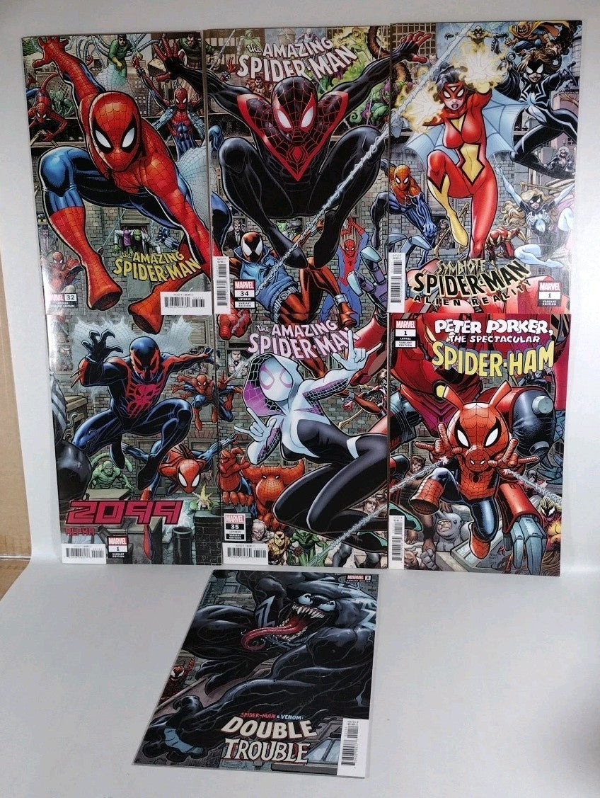 Spider-Man (2020) Marvel Comic Connecting Puzzle Variant Set Amazing 2099 Symbio