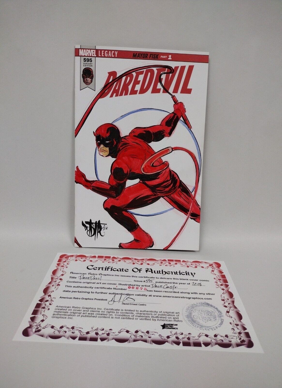 Daredevil #595 (2018) Blank Cover Comic w Original Daredevil Art  Dcastr 