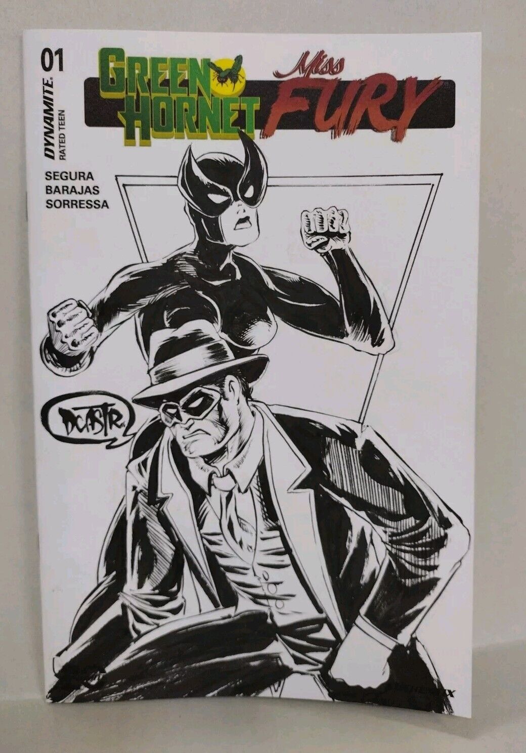 Green Hornet Miss Fury 1 (2025) Dynamite Sketch Cover Comic W Original DCast Art