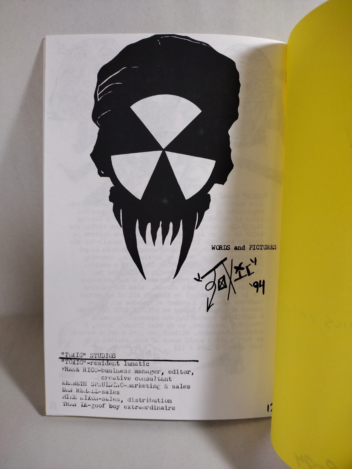Toxic Studios (1994) Signed #'d And Remarked Ashcan Clear Cover Horror Comic