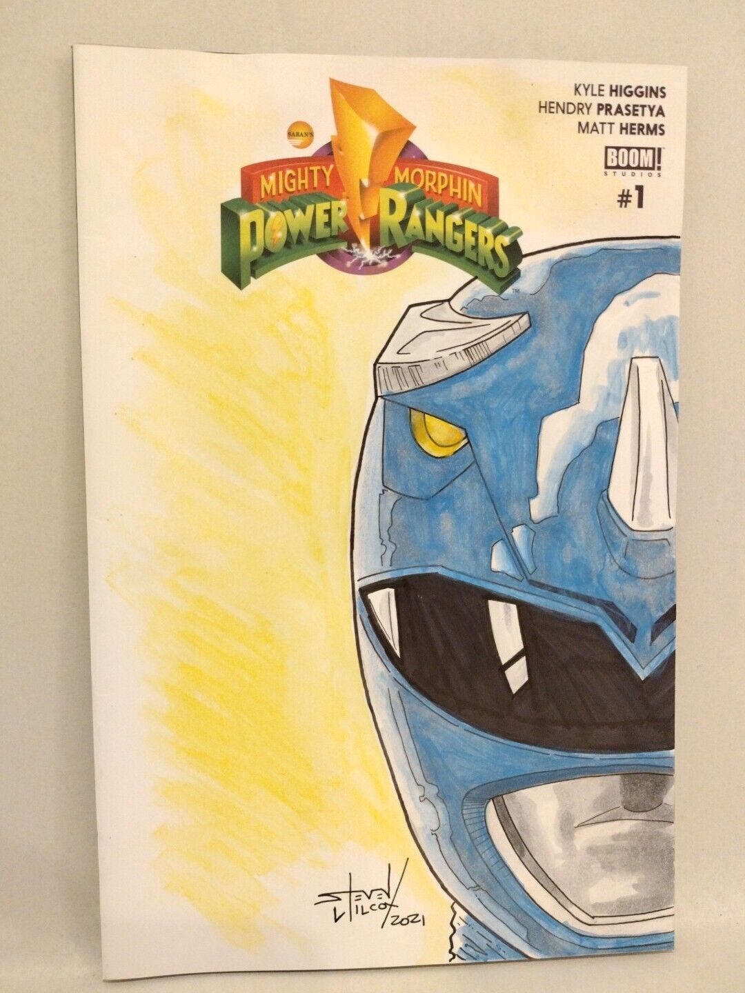 Mighty Morphin Power Rangers 1 Comic W Original Blue Ranger Art Steven Wilcox