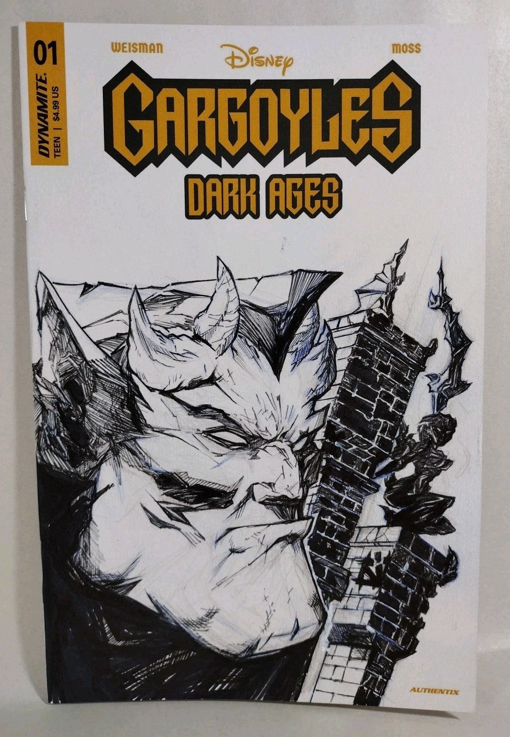 GARGOYLES Dark Ages #1 Dynamite Sketch Cover Comic w Original JAG Goliath Art