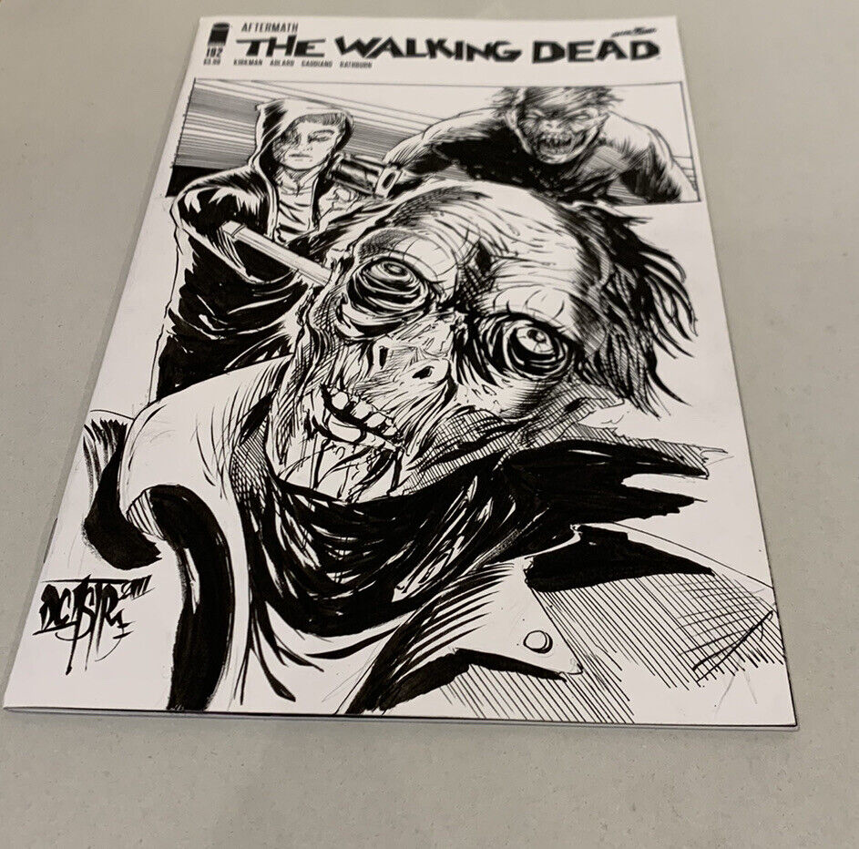 WALKING DEAD #192 Blank Sketch Cover Comic 2019 w Original Dirt Art Dave Castr