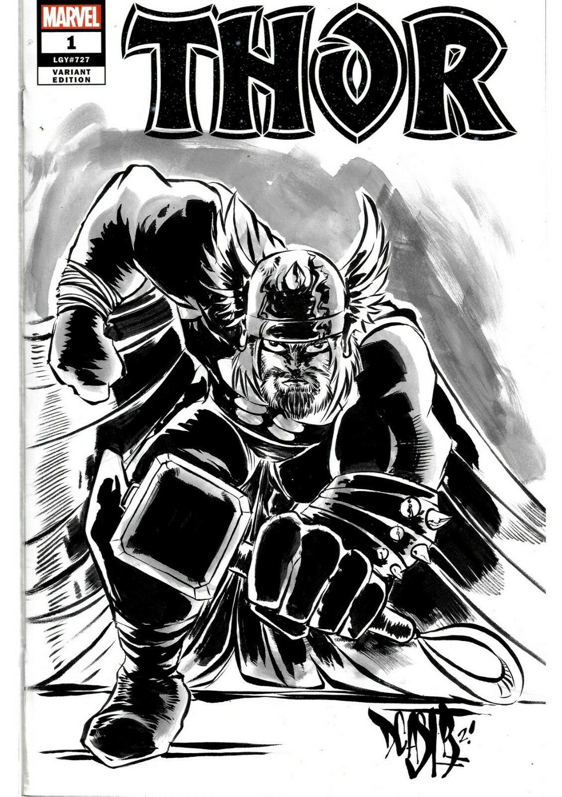THOR #1 (2020) Marvel Sketch Cover Variant Comic W Original DCastr Art